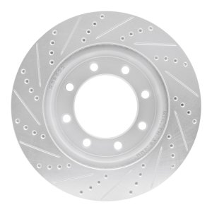 Ford F-450 Super Duty Brake Rotor (1) - Front Right - R1 Concepts - Drilled & Slotted - Silver - `05-`12